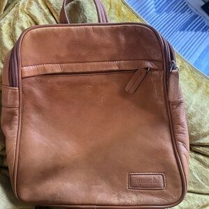 Tignanello Tan Leather Backpack with Structured Design